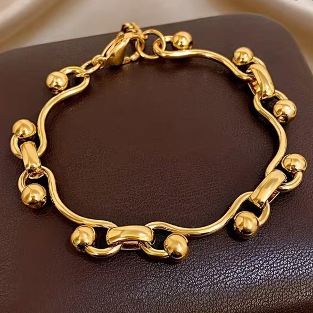 MODERN CAVALLO "U" LINK CHAIN GOLDEN YELLOW GOLD ION BRACELET *BRAND NEW*  68